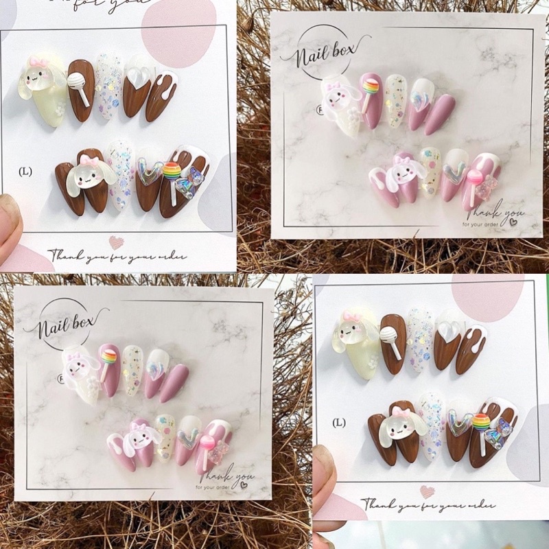 Nail box gắn charm thỏ