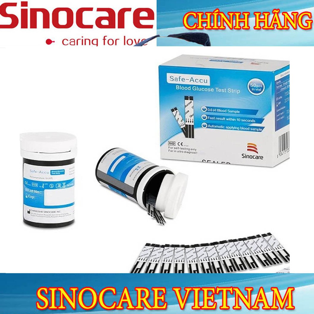 QUE THỬ ĐƯỜNG HUYẾT SAFE-ACCU SINOCARE KÈM KIM GIÁ RẺ