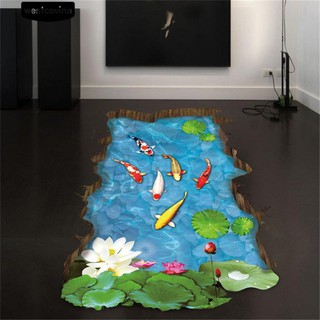 Nhãn dán trang trí hình ao cá Koi 3D độc đáo