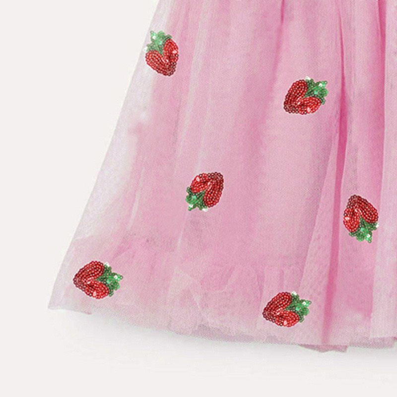 [ Hàng chính hãng ] Váy LITTLEMAVEN hồng chân ren dâu cực đẹp cho bé gái