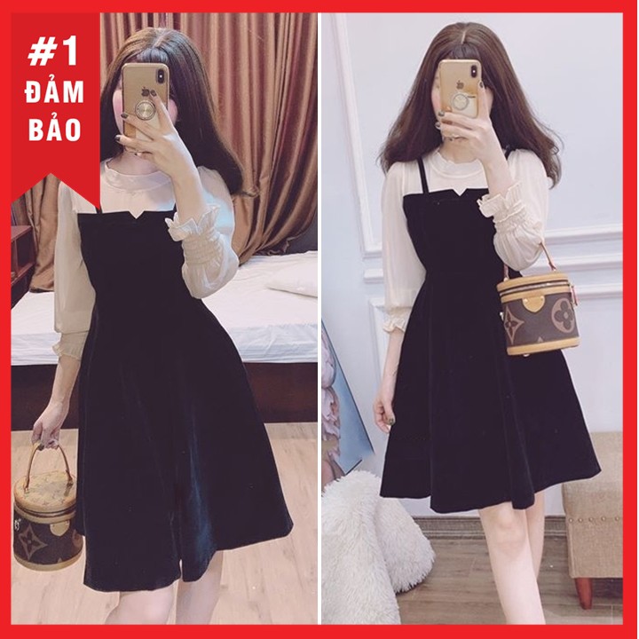 Đầm xòe yếm tiểu thư nhẹ nhàng, đầm dự tiệc, dạo phố đủ size 30 đến 72kg - A200 | BigBuy360 - bigbuy360.vn