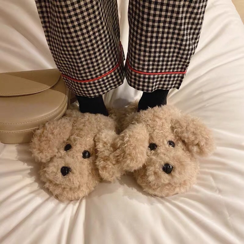 Dép lông hình cún xù cute ulzzang dép đi trong nhà giữ ấm mùa đông