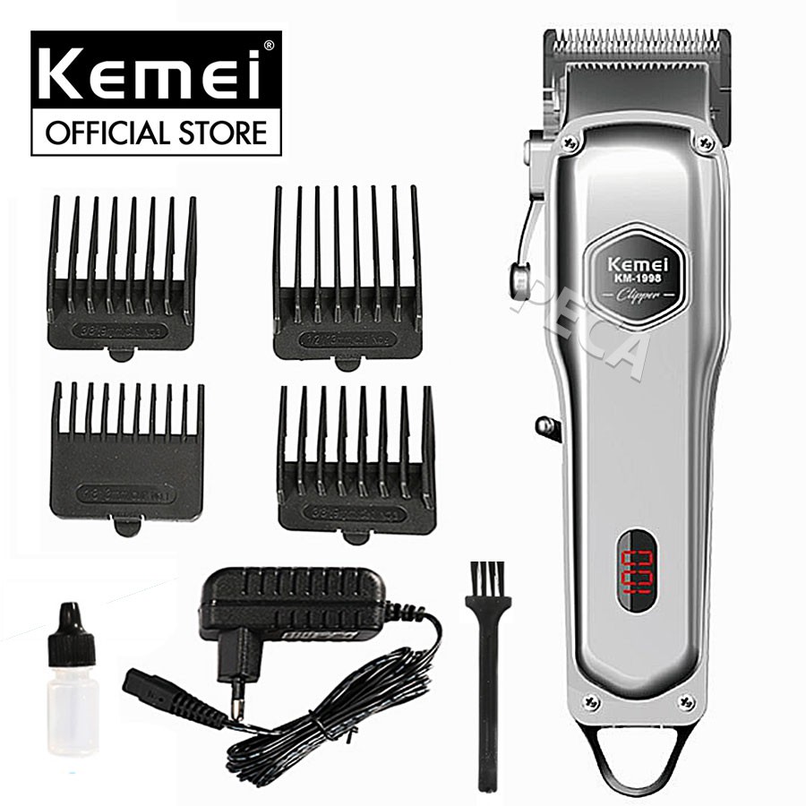 Tông đơ cắt tóc chuyên nghiệp Kemei KM_1998 có màn hình LED hiển thị thích hợp dùng fade tóc, tattoo tóc cho barber shop