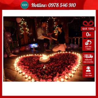 SET nến tealight tỏ tình ( 100 nến + 300 cánh hoa + 50 bóng cao su)