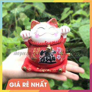Mèo chiêu tài 10 cm, mèo thần tài phong thủy để bàn học, bàn làm việc, trang trí bày đẹp!
