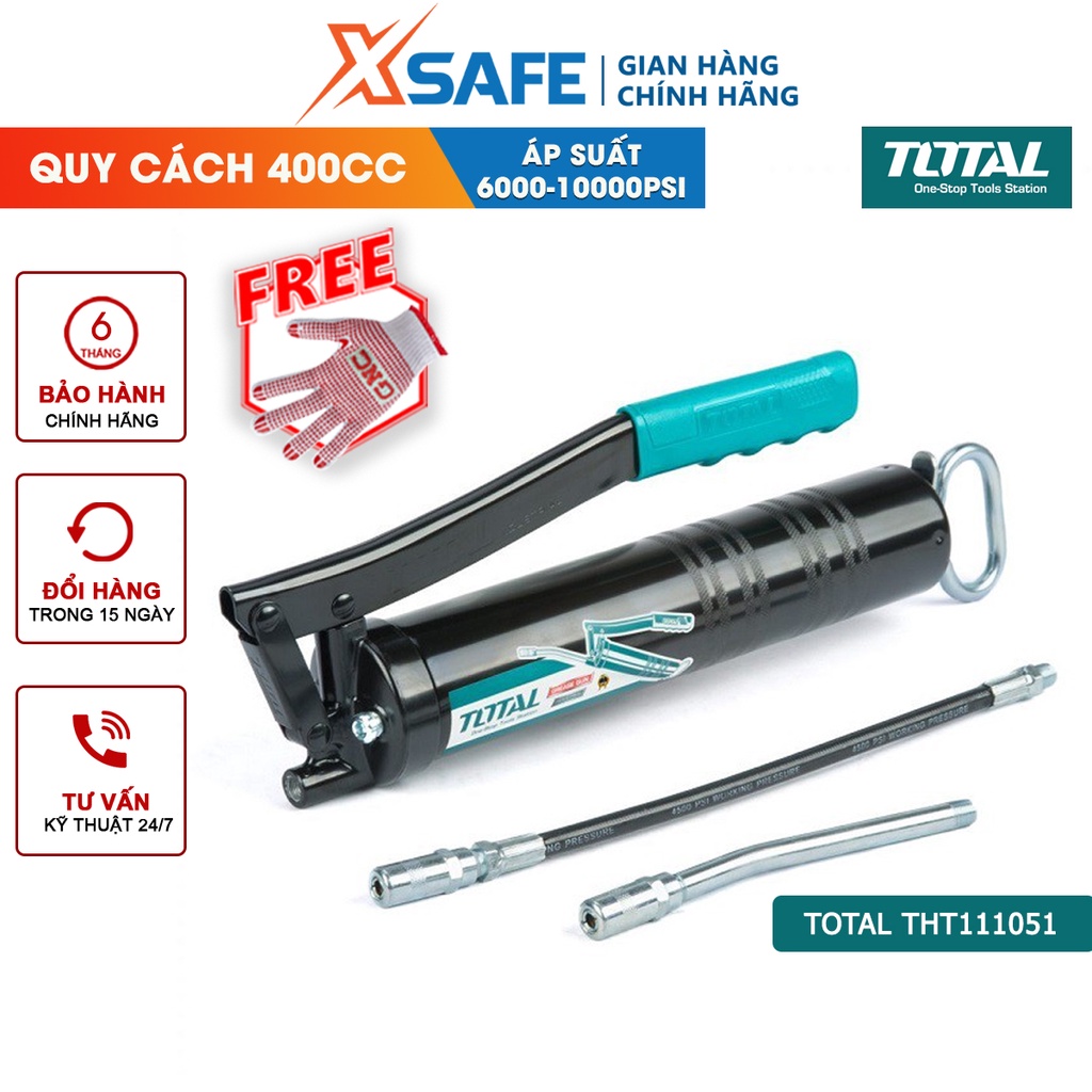 Súng bơm mỡ TOTAL THT111051 dung tích 400cc áp suất làm việc 4500 PSI áp suất tối đa 10000 PSI