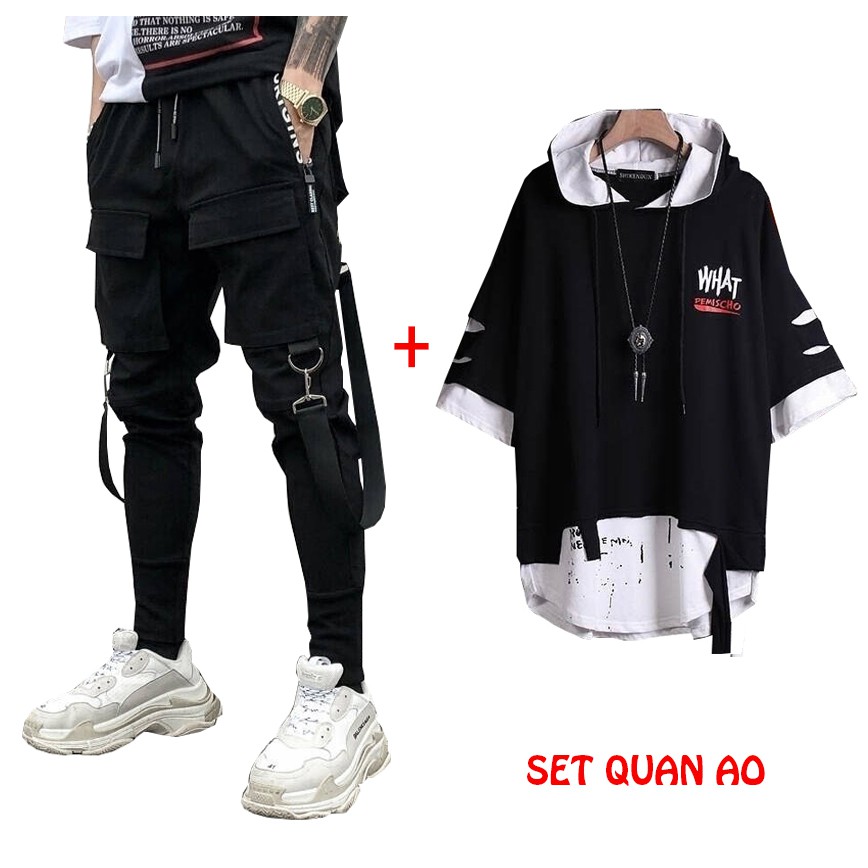 Bộ Quần Áo Thun Nam Tay Ngắn Kết Hợp Quần Túi Hộp Trẻ Trung AO TOP 120 + JOGGER 18