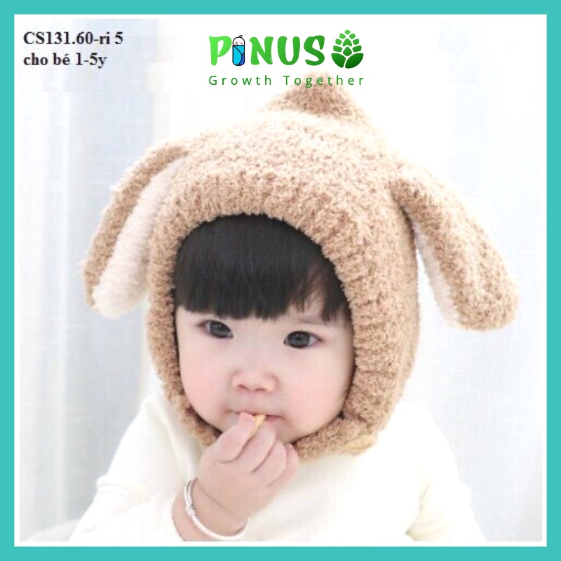 Mũ len lông cừu 2 tai cho bé 1-5 tuổi, Mũ len cho bé giữ ấm mùa đông Mẹ và Bé Pinus