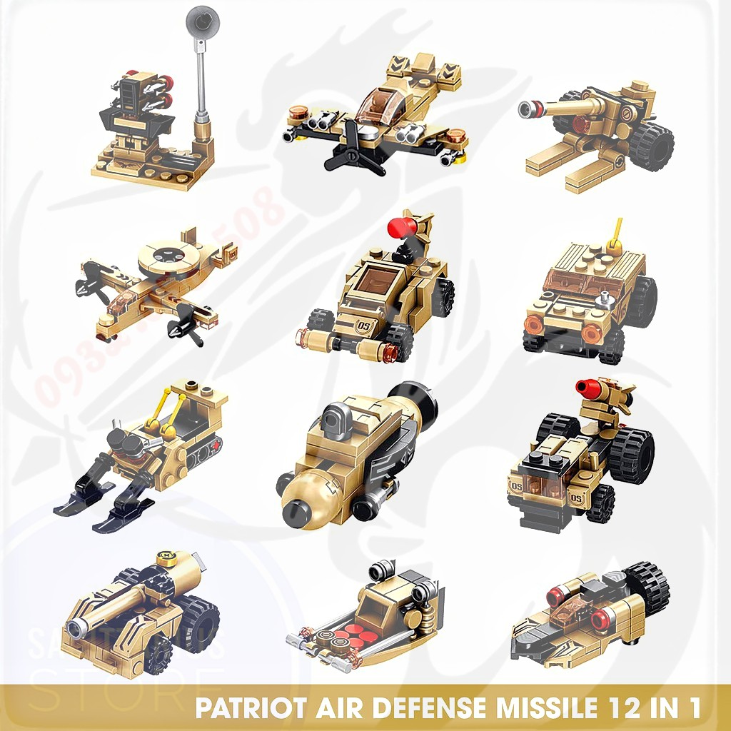 Lego Panlos 633011 Lắp Ráp Tên Lửa Phòng Không Patriot 12 in 1 ( 549 Mảnh )