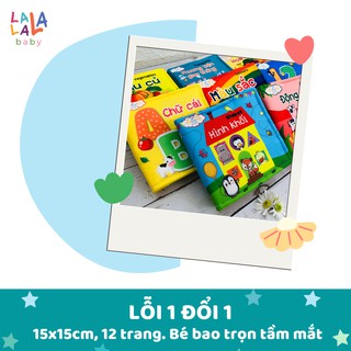 Combo 4 cuốn sách vải Lalala Baby kích thích đa giác quan, kích thước 15x15cm 12 trang (Số đếm, Hình khối, Màu sắc, Chữ)