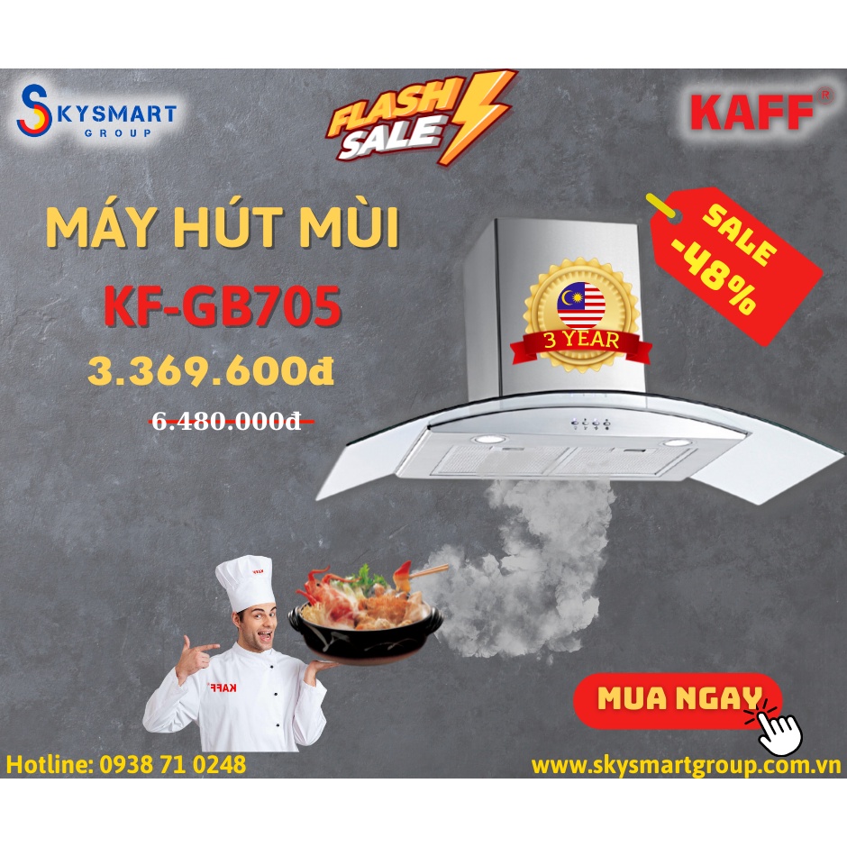 Máy Hút Mùi Kính Cong Chính Hãng KAFF KF-GB705 | BigBuy360 - bigbuy360.vn
