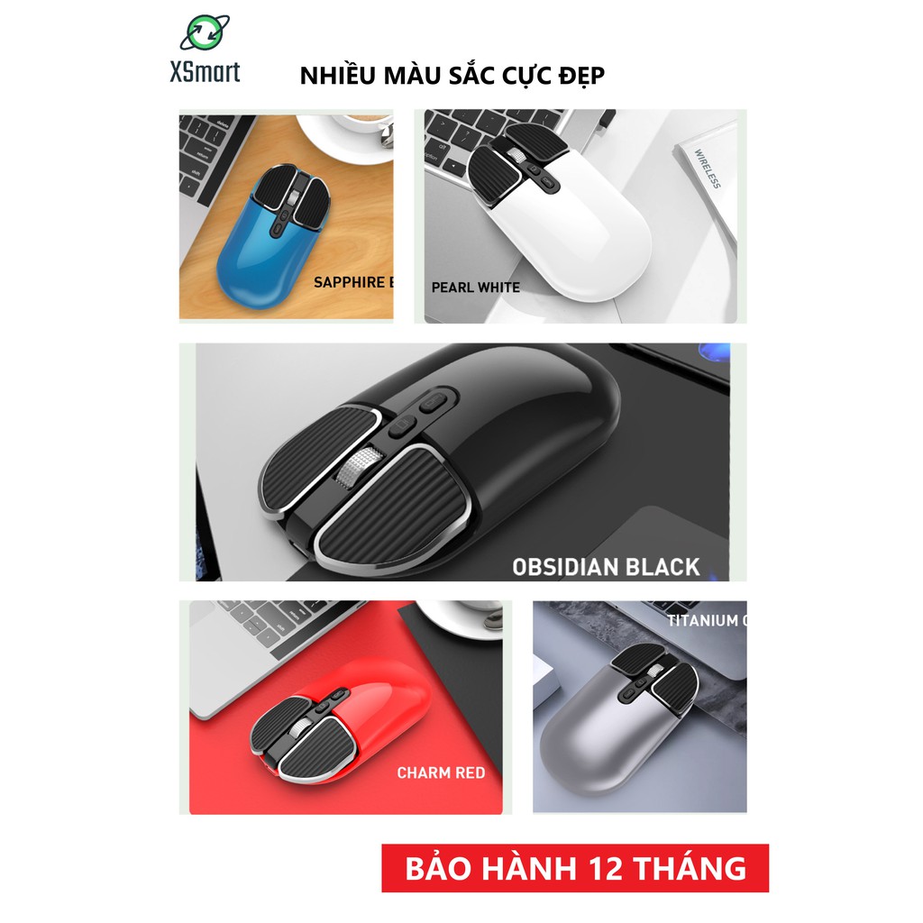 Chuột Bluetooth Không Dây Pin Sạc M203, Có Hai Loại Kết Nối Bluetooth Hoặc Đầu Thu USB 2.4 GHz Cho Máy Tính, Điện Thoại