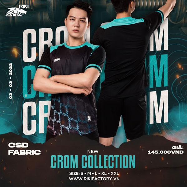 Bộ quần áo bóng đá không logo RIKI CROM, vải mè kim cao cấp - ViKi Sport