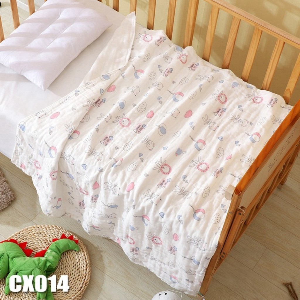 Chăn Hè Cho Bé Cotton Gân Tăm Nhăn Thoáng Mát 6 Lớp