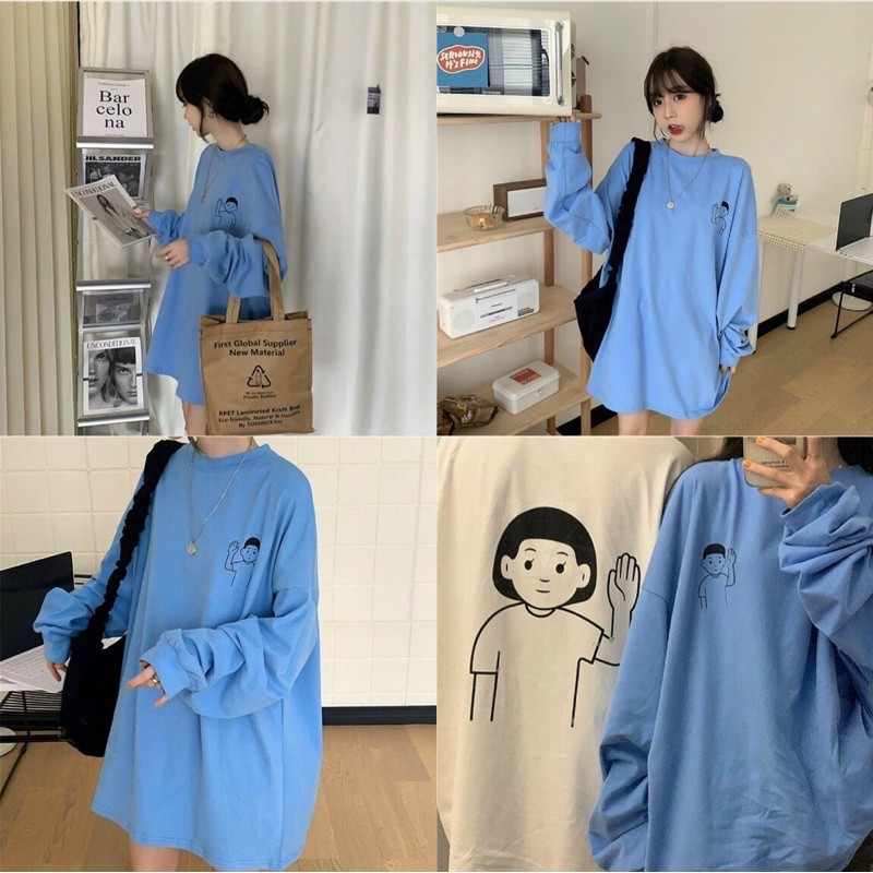 Áo Tay Dài RIME T-SHIRT form hoofie from suông rộng tone basic bo chun cổ tay