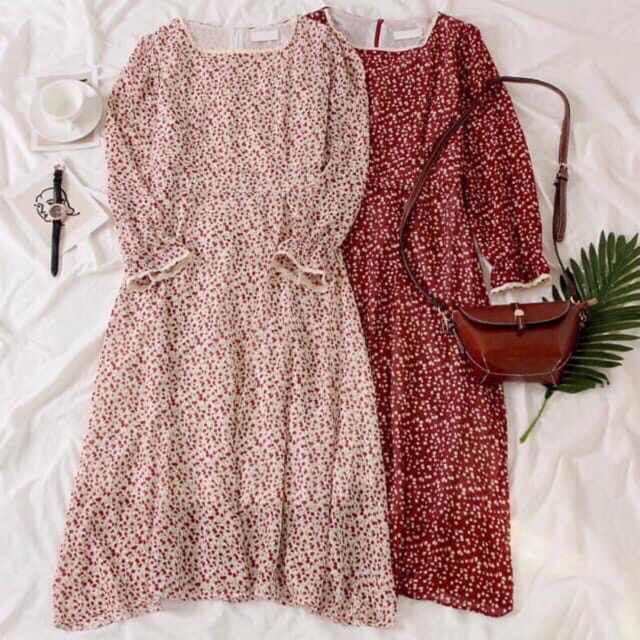 Váy Hoa Nhí vintage Đầm Voan Dáng Dài đẹp dễ thương dáng xòe có lớp lót Quảng Châu kozoda D18 | BigBuy360 - bigbuy360.vn