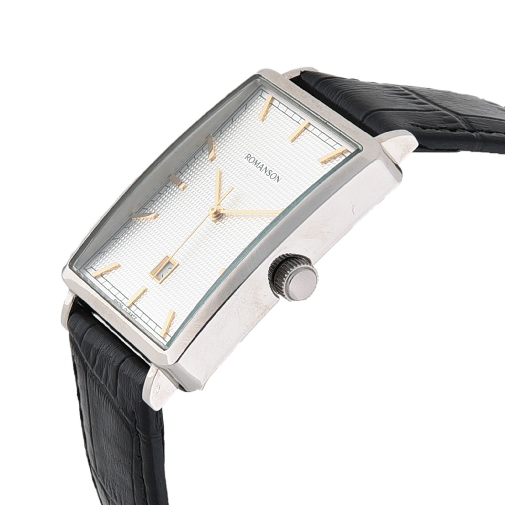 Đồng hồ Romanson Men Watch DL5163NMCWH nam mặt chữ nhât, máy nhập Thụy Sĩ chống nước, dây da cao cấp chính hãng