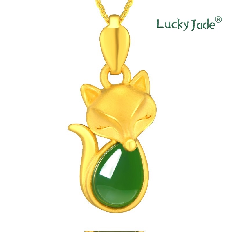 Vòng cổ Mạ Bạc 925 Mặt Hình Con Cáo Đính Đá Xanh Thời Trang