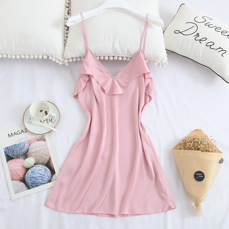 Váy ngủ bèo ngực chất liệu lụa satin cao cấp Juni - T22 | BigBuy360 - bigbuy360.vn