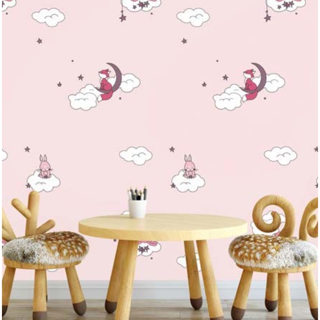 Decal giấy dán tường CÁO HỒNG MỚI khổ 45cm keo sẵn