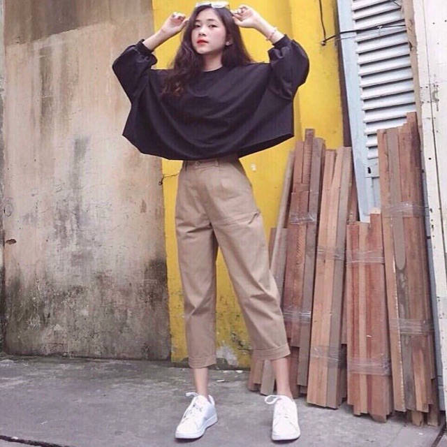 Áo croptop from rộng tay bo