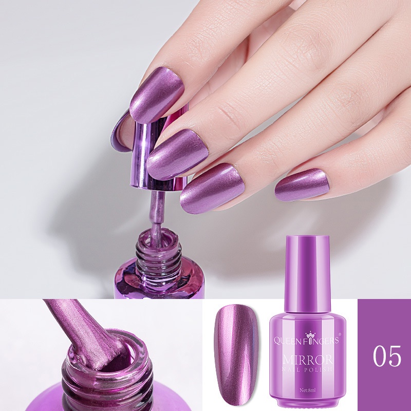Sơn Gel Hot Màu Tráng Gương Bạc Sơn Móng Tay Tráng Gương Mau Khô Lâu Trôi Không Lộ 8ml 12 Màu Sắc Tùy Chọn Hiệu Zhifei