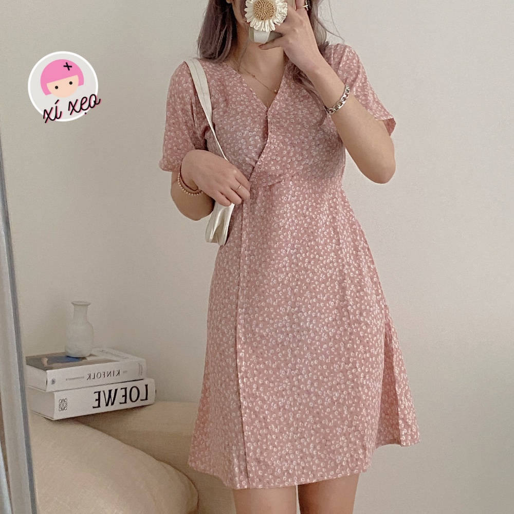 Váy hoa nhí, đầm nữ hoa nhí vintage đẹp phong cách ulzzang Hàn Quốc - V12 | BigBuy360 - bigbuy360.vn
