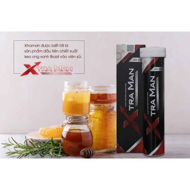 Tăng cường sinh lý nam, 1 người khỏe 2 người vui cả đêm  xtraman - hộp 20 viên sủi