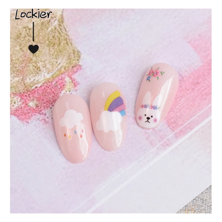 Miếng Dán Trang Trí Móng Tay 3D Chống Nước Hình Thỏ Và Hoa Dễ Thương