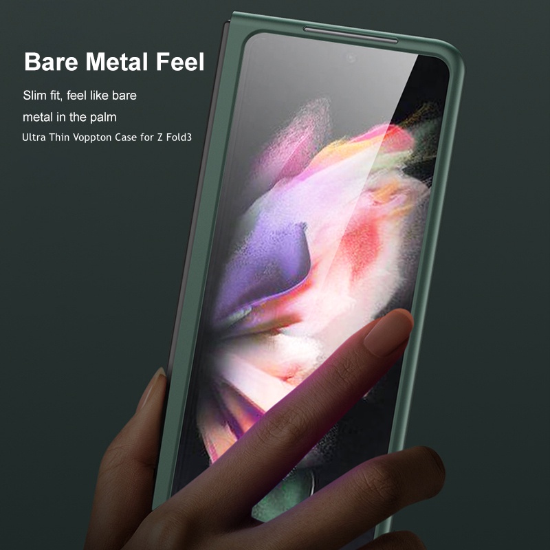 Ốp Điện Thoại Pc Cứng Siêu Mỏng Chống Sốc Màu Trơn Có Ngăn Đựng Bút Cho Samsung Galaxy Z Fold 3 1