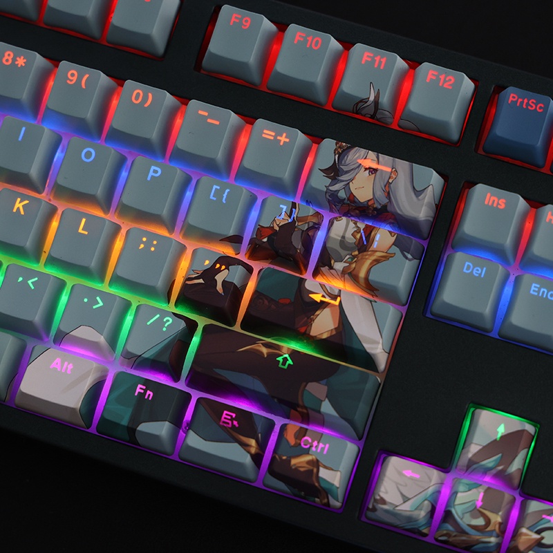 Shenhe Keycap Cherry Profile Genshin Impact Anime PBT Dye Sub Bàn phím cơ học truyền ánh sáng Keycap