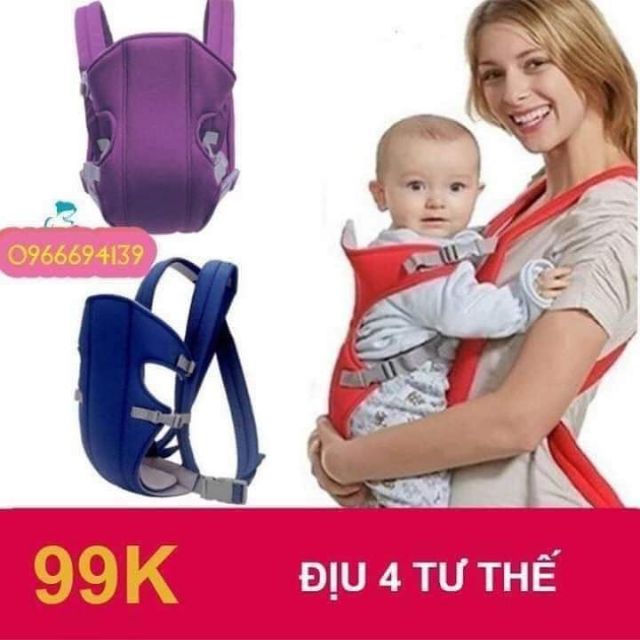 ĐỊU EM BÉ 4 TƯ THẾ TIỆN LỢI
Giá 90k
* Chất liệu: Coton, lưới, xốp, nhựa.
* Màu: Xanh, đỏ
* Đối tượng: Thích hợp cho bé .