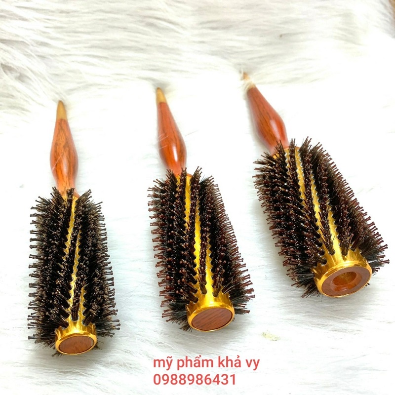 Lược Gỗ Tròn Tráng Nhôm Sấy Tóc Xoăn Tạo Kiểu Aluminum Round Brush 3 size