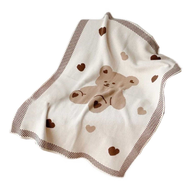 Chăn Quấn Em Bé Chất Liệu Cotton Dệt Kim In Hình Gấu Thời Trang