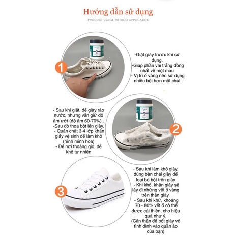 Bột Chuyên Tẩy Ố Cho Giày |Vải| và |Lưới| Cho 4-6 Đôi Giày 200g