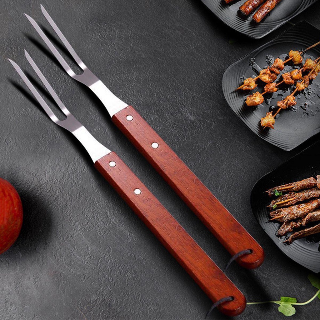Nĩa Nướng Thịt BBQ Tay Cầm Bằng Gỗ Tiện Dụng