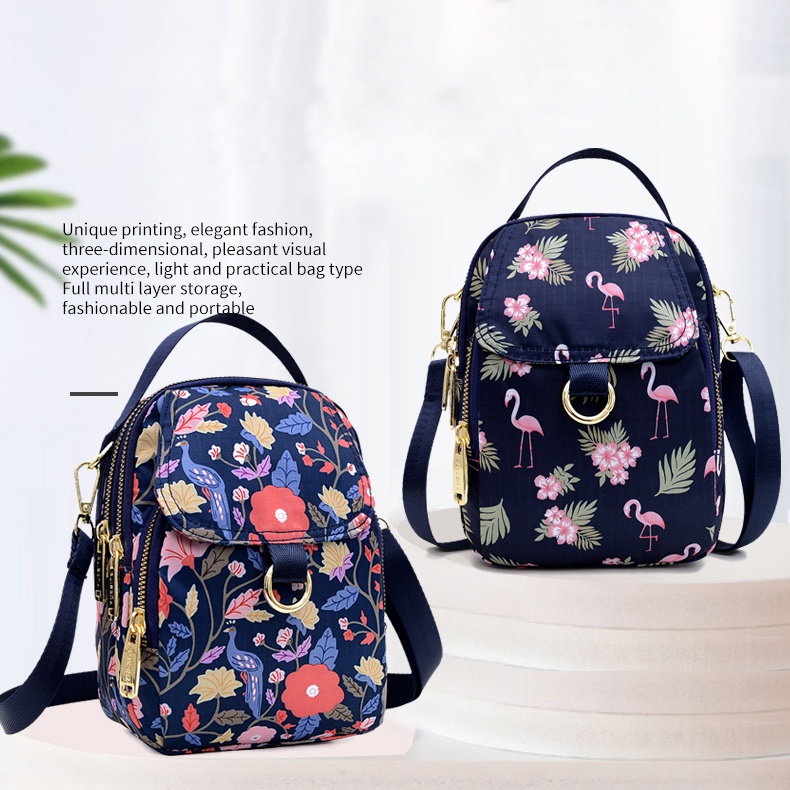 Túi Đeo Chéo Nhỏ Đựng Điện Thoại Bằng Nylon In Họa Tiết Phong Cách Mới Cho Nữ