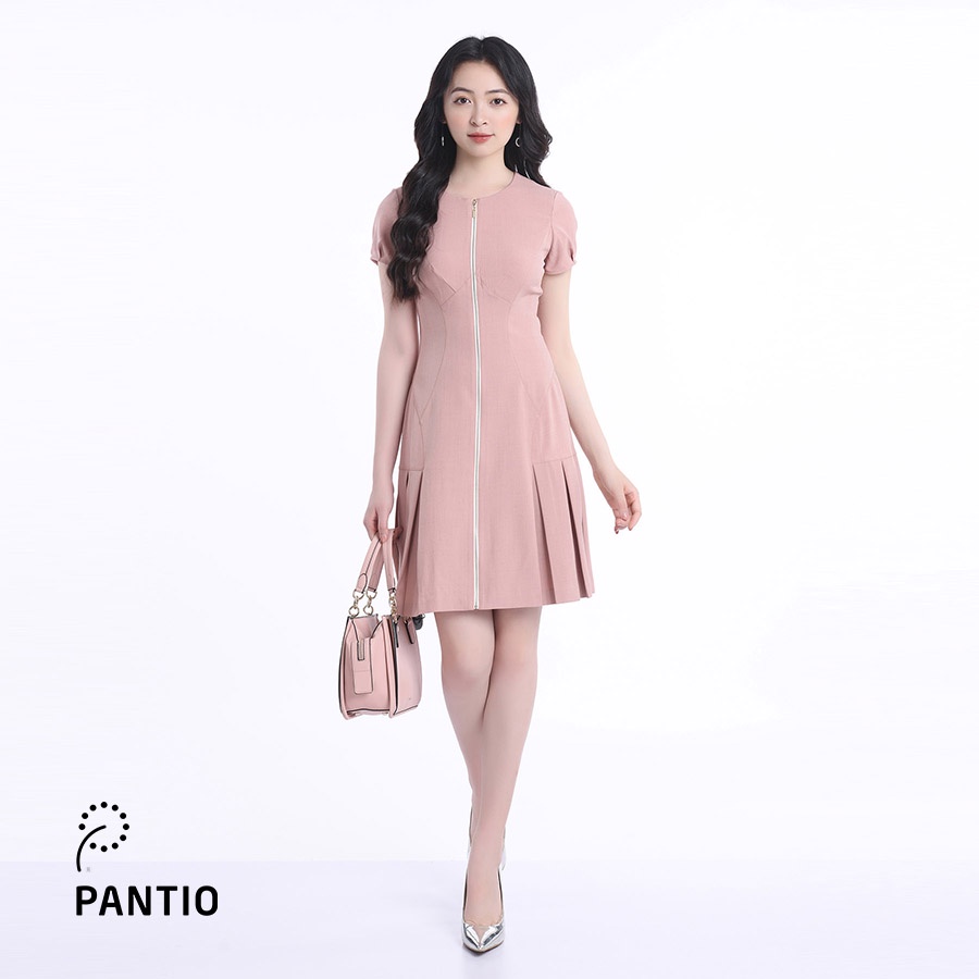 Đầm công sở chất liệu thô mềm thiết kế khóa kéo dáng xòe FDC32519 - PANTIO