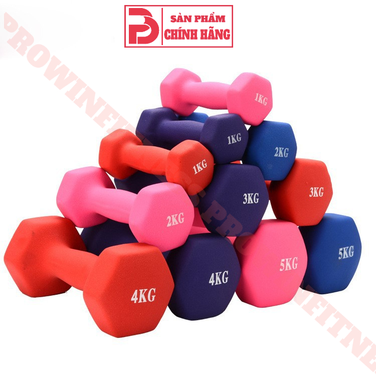 Tạ cầm tay lõi thép bọc cao su Prowin Fitness cao cấp chuyên dụng tập gym yoga 1-2kg