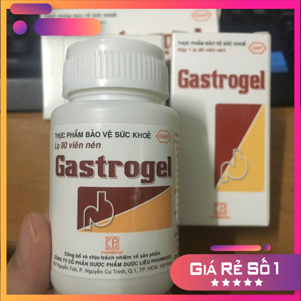 Gastrogel Dạ dày chữ P - Chai 80 Viên nhai trào ngược, đau dạ dày - Có giấy An toàn thực phẩm, Nhà thuốc chuẩn GPP