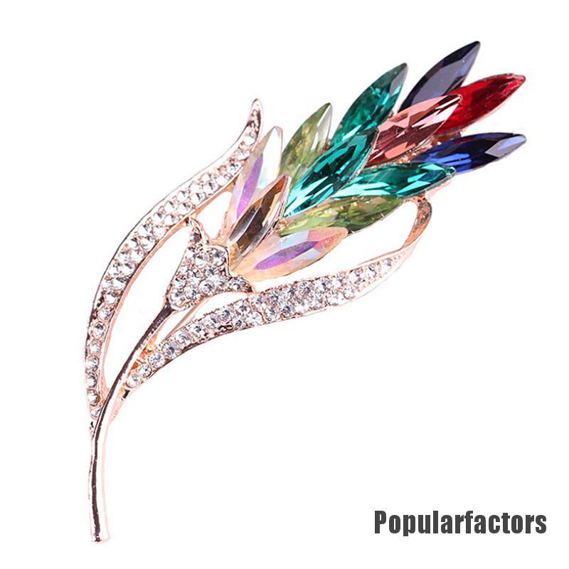 Ghim Cài Áo Hình Chiếc Lá Đính Đá Thời Trang