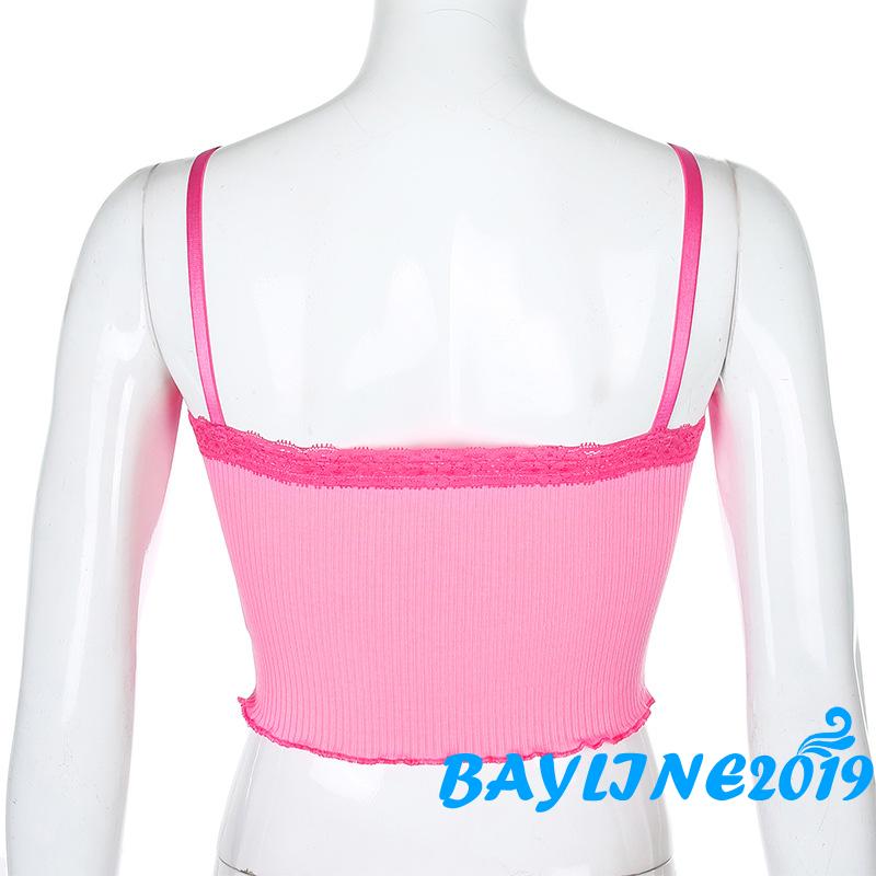 Áo Dây Croptop Cổ Chữ V Phối Ren Thời Trang Gợi Cảm Cho Nữ Size S / M / L