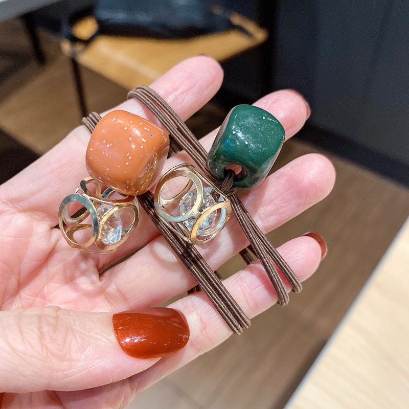 Dây Buộc Tóc Đính Đá Vuông Đơn Giản Thời Trang Hàn Quốc