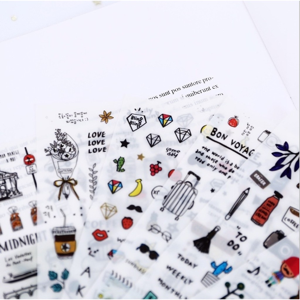 Bộ 6 tấm sticker dán trang trí Midnight Paris EDL-T1125