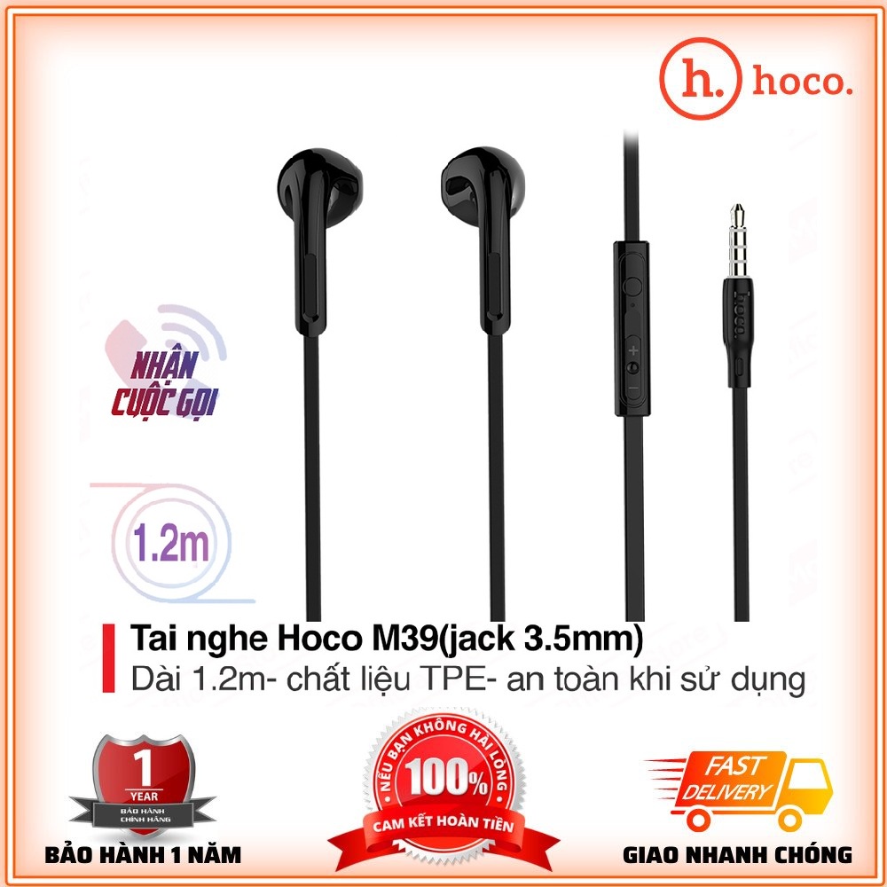 Tai Nghe Có Dây Nhét Tai In-ear Hoco M39 - Tai nghe Điện Thoại Chính Hãng BH 1 năm