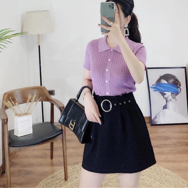 Quần váy thắt đai