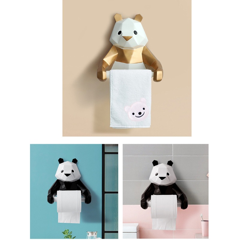 Giá Đỡ Cuộn Giấy Vệ Sinh Gắn Tường Hình Gấu Trúc Phong Cách Bắc Âu