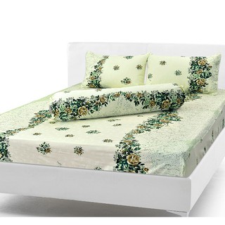 (RẺ VÔ ĐỊCH) Bộ Drap Cotton Thắng Lợi 4 món, áo gối chần gòn, mẫu hoa hồng nhí xanh lá