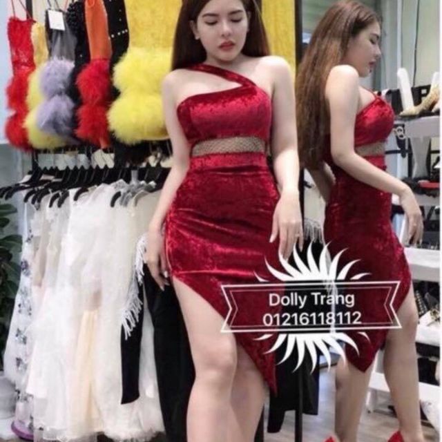 Đầm body nhung phối lưới