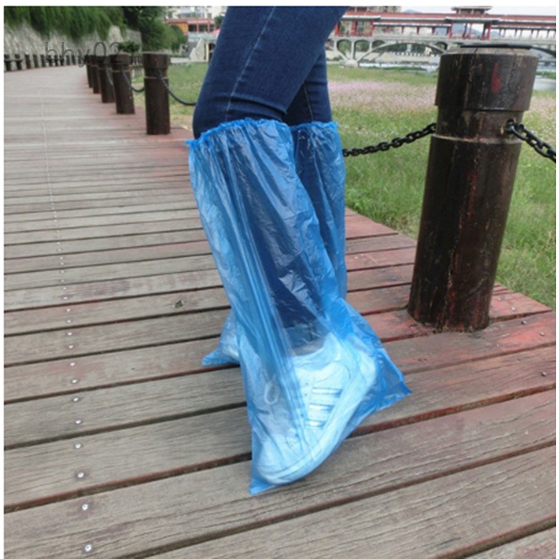 Set 20 Túi Bọc Giày Đi Mưa Bằng Nhựa Màu Xanh Dương Dùng Một Lần Chống Thấm Nước Ốp